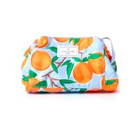 The Flat Lay Co. Makeup Bag - Mediterranean Oranges Travel Make Up Organiser - Cosmetics, Eyeshadow, Make-Up Brushes, Lipstick & Tools - Drawstring Makeup Bag Storage with Brush Holder & Large Pockets
