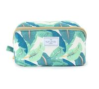 The Flat Lay Co Makeup Box Bag, Foldable Cosmetic Organiser, Easy Opening Sides, Opens Flat, for Everyday Use & Travel, Tropical Leaves