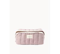The Flat Lay Co. Marshmallow Flat Lay Makeup Box Bag - Mocha Gingham with Frill