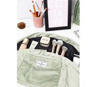 The Flat Lay Co. Sage Green Velvet Open Flat Makeup Bag Green