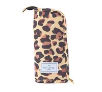 The Flat Lay Co Standing Makeup Brush Case, Foldable Makeup Tool Storage, Freestanding, for Everyday Use & Travel, Brown Leopard