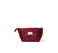 The Flat Lay Co Women's Essential Makeup Pouch - Ditsy Roses & Flowers Burgundy Embroidered Velvet The Flat Lay Co Multicolor