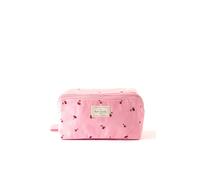 The Flat Lay Co Women's Makeup Box Bag - Ditsy Cherries Pink Embroidered Velvet The Flat Lay Co Multicolor