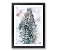 The Flatiron Building in New York in Abstract Framed Print | A2 Black Framed Wall Art | Ready to Hang | Abstract Cityscape Picture | Living Room Bedroom Lounge Office