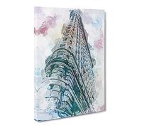 The Flatiron Building In New York In Abstract Modern Canvas Wall Art Print Ready to Hang, Framed Picture for Living Room Bedroom Home Office Décor, 30x20 Inch (76x50 cm)