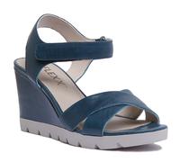 The Flexx Lot Off Womens Leather Matt Wedge Sandals In Petrol Size UK 4 - 8
