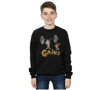 The Flintstones Boy's Bam Bam Gains Distressed Sweatshirt in Black | Size: 12-13 Years The Flintstones Black 12-13 Years
