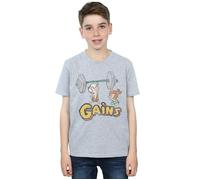 The Flintstones Boy's Bam Bam Gains Distressed T-Shirt in Grey | Size: 5-6 Years The Flintstones Grey 5-6 Years