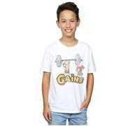 The Flintstones Boy's Bam Bam Gains Distressed T-Shirt in White | Size: 7-8 Years The Flintstones White 7-8 Years