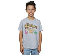 The Flintstones Boy's Group Distressed T-Shirt in Grey | Size: 7-8 Years The Flintstones Grey 7-8 Years