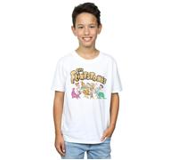 The Flintstones Boy's Group Distressed T-Shirt in White | Size: 5-6 Years The Flintstones White 5-6 Years
