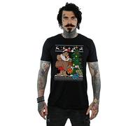 The Flintstones Men's Christmas Fair Isle T-Shirt Medium Black