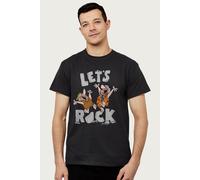 The Flintstones Men's Fred & Barney Lets Rock T-Shirt in Black | Size: Medium The Flintstones Black M