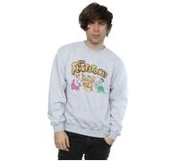 The Flintstones Men's Group Distressed Sweatshirt in Grey | Size: 2XL The Flintstones Grey 2XL