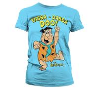 the flintstones Officially Licensed Yabba-Dabba-Doo Women T-Shirt (Sky Blue), Large