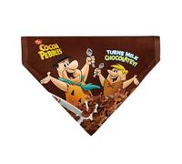 The Flintstones Pet Bandana Cocoa Pebbles Fred and Barney Rubble Cereal Box Print Brown Slip On Collar Bandana Only
