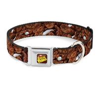 The Flintstones Pet Collar, Dog Collar Metal Seatbelt Buckle, Cocoa Pebbles Vivid Cereal Close-Up Browns, 16 to 23 Inches 1.5 Inch Wide