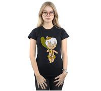 The Flintstones Women's Bamm Bamm Classic Pose Cotton T-Shirt in Black | Size: 2XL The Flintstones Black 2XL