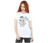 The Flintstones Women's Fred & Wilma Kiss Cotton Boyfriend T-Shirt in White | Size: 3XL The Flintstones White 3XL