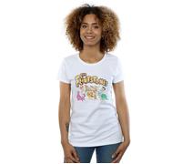 The Flintstones Women's Group Distressed Cotton T-Shirt in White | Size: 2XL The Flintstones White 2XL