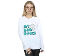 The Flintstones Women's Pebbles My Dad Rocks Sweatshirt in White | Size: 2XL The Flintstones White 2XL