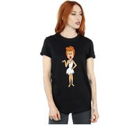 The Flintstones Women's Wilma Flintstone Classic Pose Cotton Boyfriend T-Shirt in Black | Size: Medium The Flintstones Black M