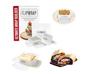 The Flipwrap Tortilla Wrap Maker Kit | Ultimate Wrap Builder for 7" and 10" Tortillas | Tortilla Maker for Burritos and Quesadillas | Perfect for Kid's Lunches | Tamper Cutter and Storage Box Included