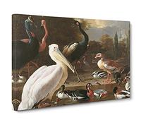 The Floating Feather By Melchior D'Hondecoeter Canvas Print | Gallery Wrapped 30mm Frame Wall Art | 30x20 inches | Ready to Hang | Contemporary Picture | Living Room Bedroom Lounge Office
