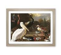 The Floating Feather By Melchior D'hondecoeter Classic Painting Framed Wall Art Print, Ready to Hang Picture for Living Room Bedroom Home Office Décor, Oak A3 (46 x 34 cm)
