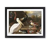 The Floating Feather By Melchior D'hondecoeter Classic Painting Framed Wall Art Print, Ready to Hang Picture for Living Room Bedroom Home Office Décor, Black A3 (46 x 34 cm)