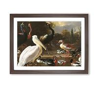 The Floating Feather By Melchior D'hondecoeter Classic Painting Framed Wall Art Print, Ready to Hang Picture for Living Room Bedroom Home Office Décor, Walnut A3 (46 x 34 cm)