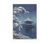 The Floating Pavilion At Katada In The Snow Tsuchiya Koitsu Poster, Japanese Woodblock Ukiyo-E Print, Vintage Art Picture Painting Wall Art Exhibition Home Decor, A2 (Print Only) - 59.4x42cm