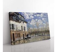 The Flood At Port Marly By Alfred Sisley Classic Painting Canvas Wall Art Print Ready to Hang, Framed Picture for Living Room Bedroom Home Office Décor, 50x35 cm (20x14 Inch)