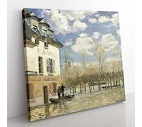 The Flood At Port Marly by Alfred Sisley Classic Painting Canvas Wall Art Print Ready to Hang, Framed Picture for Living Room Bedroom Home Office Décor, 35x35 cm (14x14 Inch)