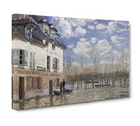The Flood At Port Marly By Alfred Sisley Classic Painting Canvas Wall Art Print Ready to Hang, Framed Picture for Living Room Bedroom Home Office Décor, 24x16 Inch (60x40 cm)