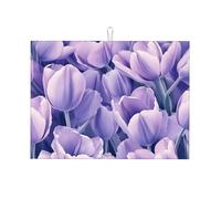 The Flourishing Purple Flowers Large Microfiber Dish Draining Mat Reusable Washable Dish Drainer Pad Rack Mat for Kitchen Accessory 18x24 Inch