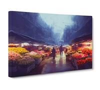 The Flower Market Canvas Wall Art Print 30x20 Inch