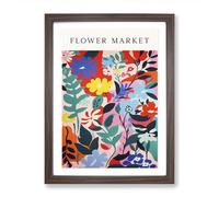 The Flower Market Exhibition No. 1 Framed Print | A2 Walnut Framed Wall Art | Ready to Hang | Modern Floral Picture | Living Room Bedroom Lounge Office