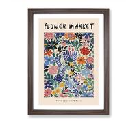 The Flower Market Exhibition No.2 Framed Print | A2 Walnut Framed Wall Art | Ready to Hang | Modern Floral Picture | Living Room Bedroom Lounge Office