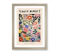 The Flower Market Exhibition No.3 Framed Print for Living Room Bedroom Home Office, Wall Art Picture Ready to Hang, Oak A2 (64 x 46 cm)