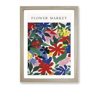 The Flower Market Exhibition No. 7 Framed Print for Living Room Bedroom Home Office, Wall Art Picture Ready to Hang, Oak A2 (64 x 46 cm)