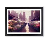 The Flower Market Framed Wall Art Print A2 Black