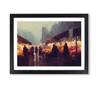 The Flower Market Framed Wall Art Print A2 Black