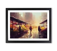 The Flower Market Framed Wall Art Print A2 Black