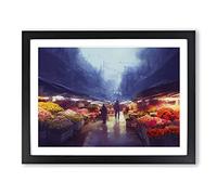 The Flower Market Framed Wall Art Print A2 Black