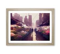 The Flower Market Framed Wall Art Print A2 Oak