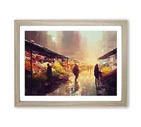 The Flower Market Framed Wall Art Print A2 Oak