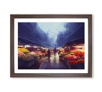 The Flower Market Framed Wall Art Print A2 Walnut