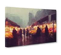 The Flower Market Vol.1 Canvas Print | Gallery Wrapped 30mm Frame Wall Art | 30x20 inches | Ready to Hang | Contemporary Floral Picture | Living Room Bedroom Lounge Office
