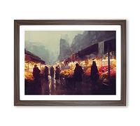 The Flower Market Vol.1 Framed Print | A2 Walnut Framed Wall Art | Ready to Hang | Modern Floral Picture | Living Room Bedroom Lounge Office